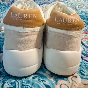 Lauren Ralph Lauren White and Tan Sneakers